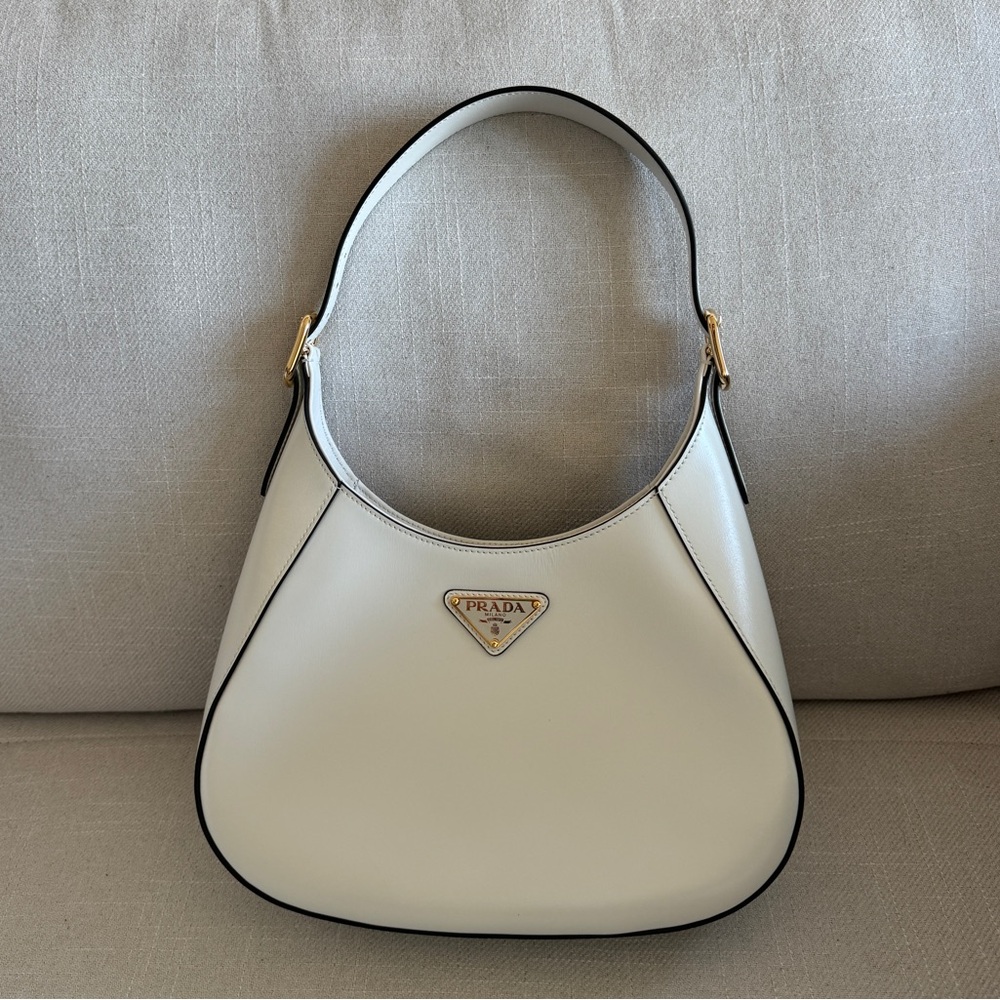 Prada White Box Calfskin Shoulder Bag